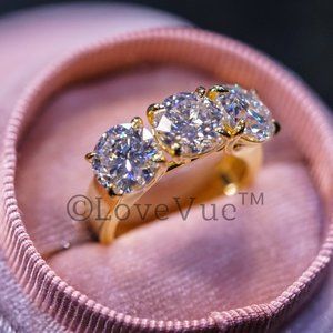 Certified 6ct. t.w. Diamond Moissanite Three Stone Engagement Wedding Ring